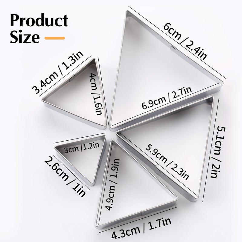 SK Triangle Shape Cookie Cutter Set, Stainless Steel, 5-Piece, Small(2.7in) - Image 2